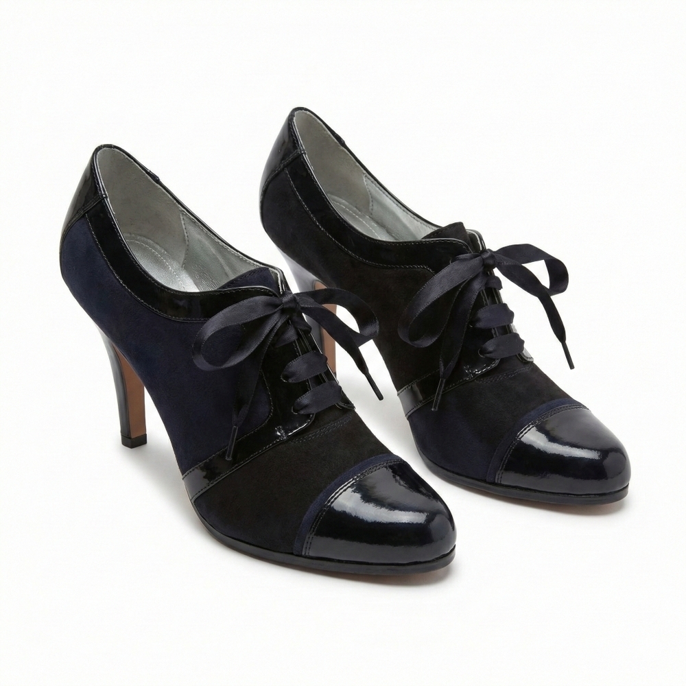Tahari Black Suede and Patent Leather Heels
